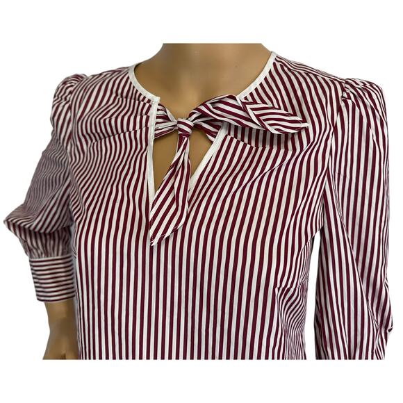 J. Crew Thomas Mason Bow-Neck Cotton Top Red Stripe AR837 Size XXS - Picture 9 of 14